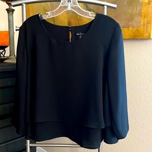 Long sleeve dark black blouse , MNG collection